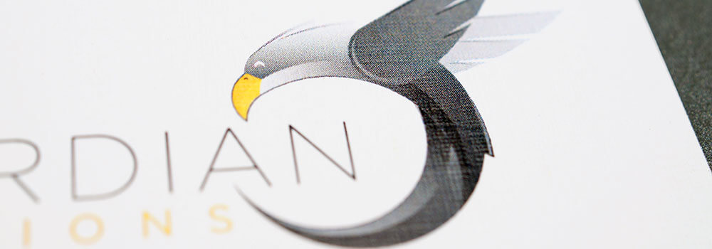 Custom Logo Design by Primoprint. Look at the logo closely - the cross hatch design gives the linen stock a slightly textured look and feel.