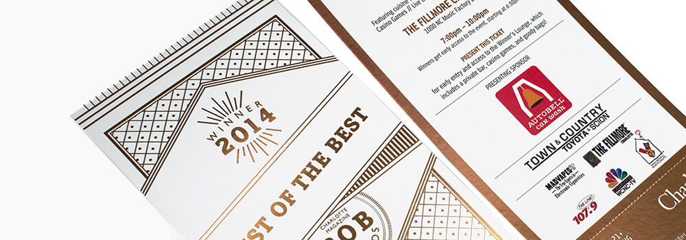 Inline Foil Postcard Enhance your business card by printing with inline foil. This is an example of using pink.