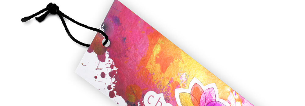 Inline foil hang tag Hang tags are great for promoting a product. Allow them to catch the eye of customers by including inline foil.