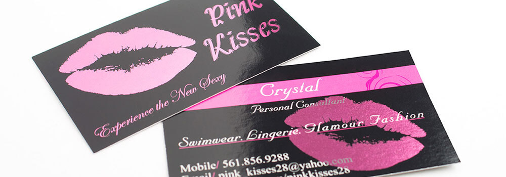 Inline Foil Business Card Enhance your business card by printing with inline foil. Also known as cold foil business cards. This is an example of using pink.