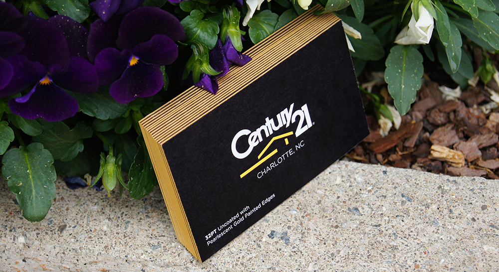 Gold Edge Painted Business Card Realtor Business Card with Painted Edges for Century 21.