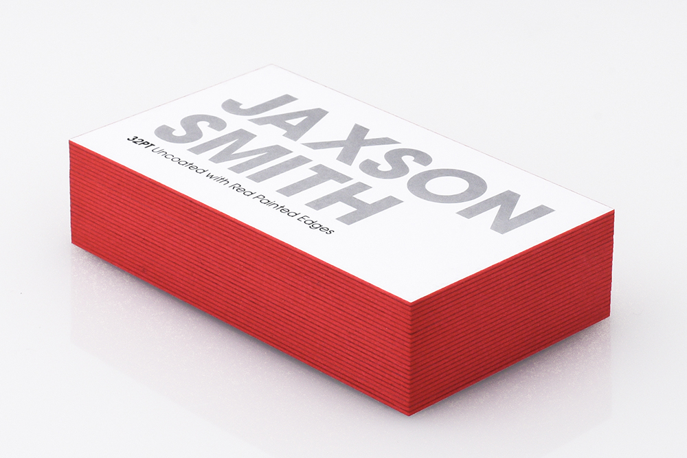 Premium Red Thick Business Cards Get noticed with our Red colored edge business cards.