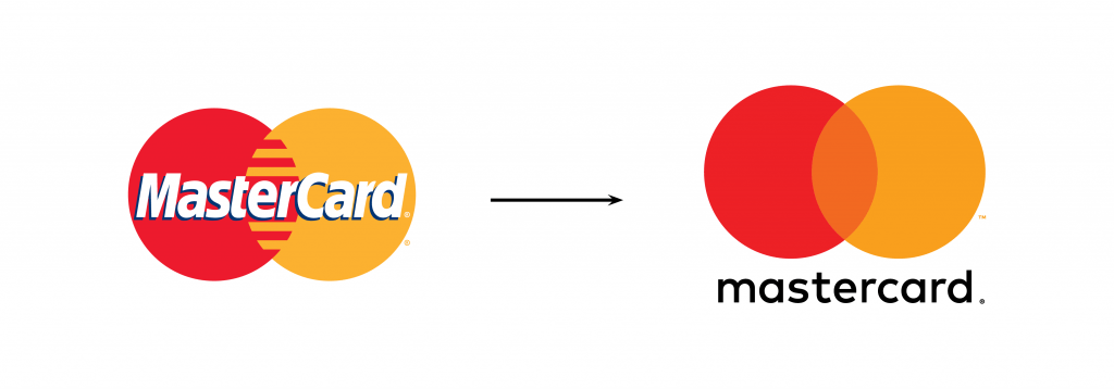 Simplified Mastercard Logo Mastercard simplified their logo, which has become a recent logo trend.