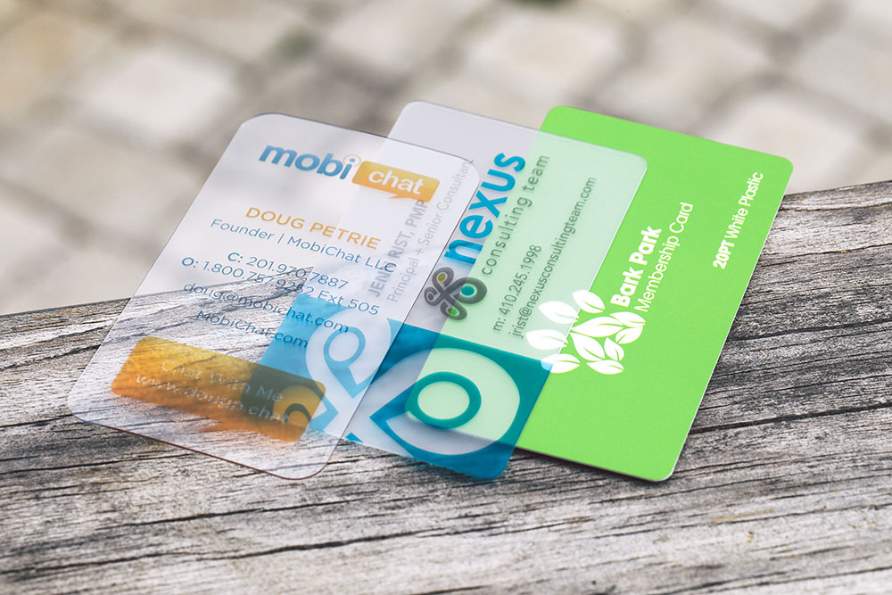 Plastic Business Cards Choose from Clear, Frosted or White Plastic Business Cards.
