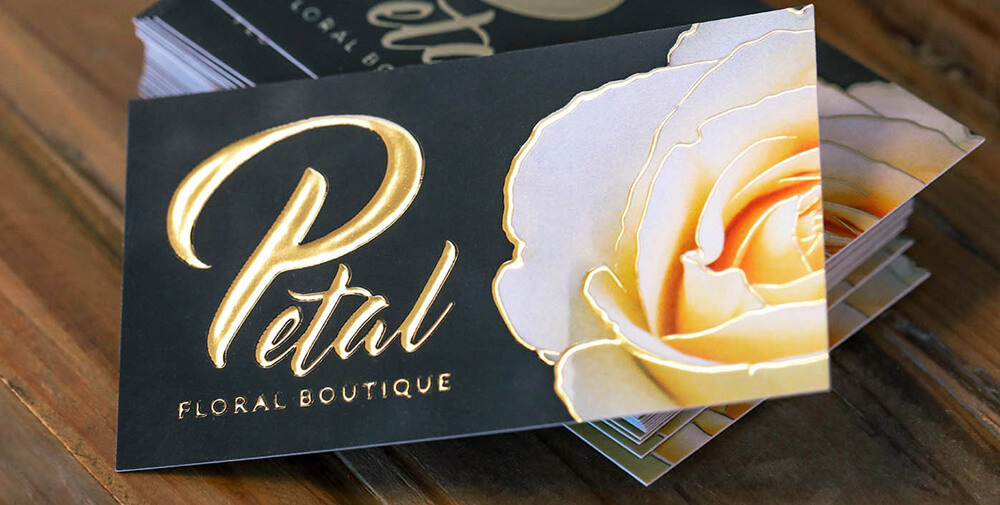 Raised Gold Foil Business Cards Don’t leave your marketing to chance; stand out by using unique finishes like raised foil business cards.