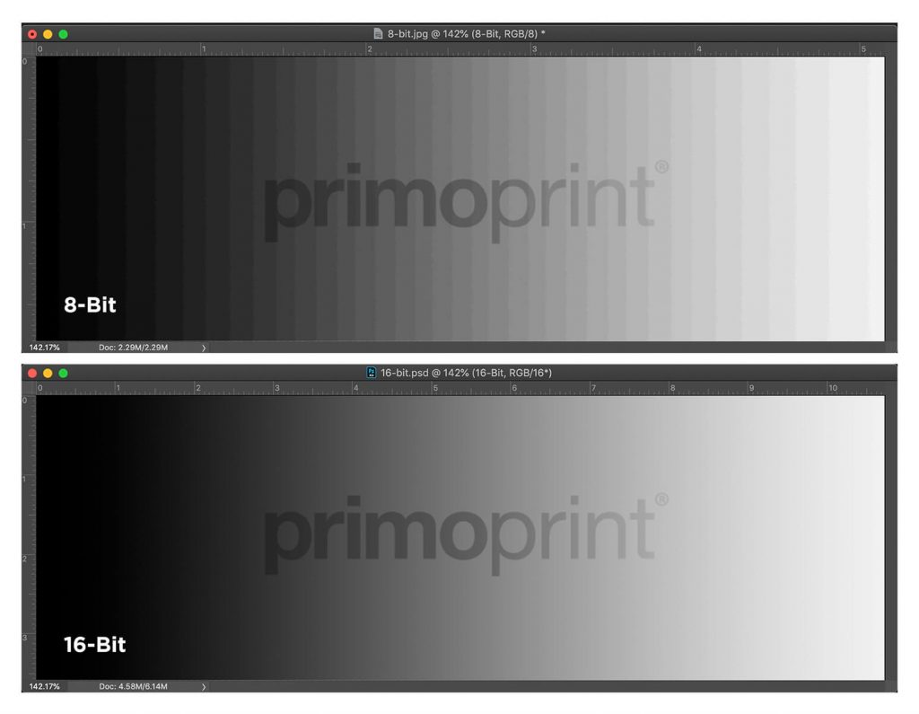 8bit vs 16bit Image compares the difference between 8bit and 16bit.