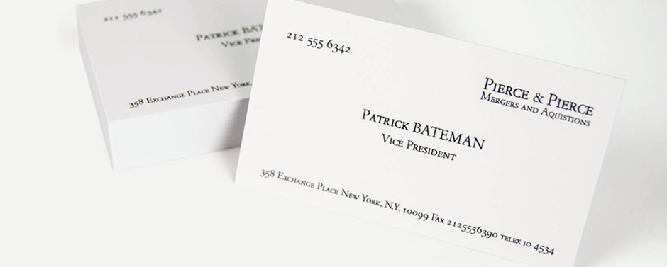 Patrick Bateman Business Card Our design team had fun creating a Patrick Bateman business card