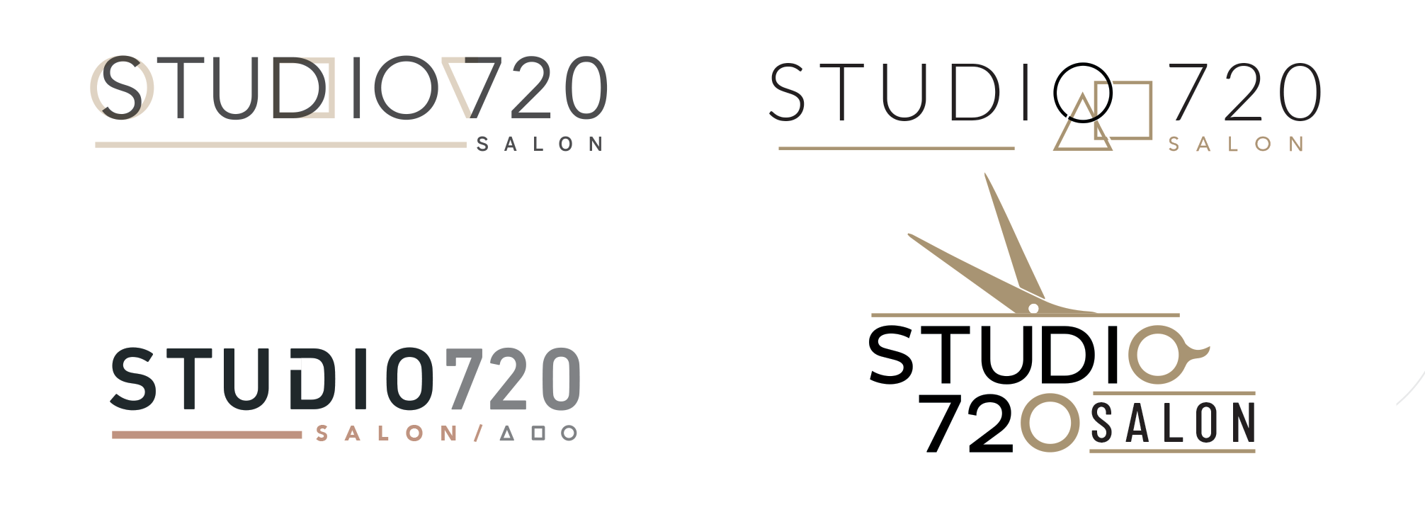 Studio720 Logo Design Concepts Liza, our in-house graphic designer created four logo options for Studio720 Salon