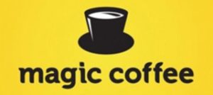 Magic Coffee Logo You will probably see the cup of coffee first, and moments later the top hat.