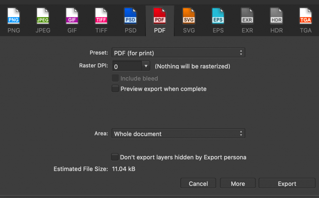 Exporting Your Print Ready Files Learn how to export your print ready files using Affinity Designer