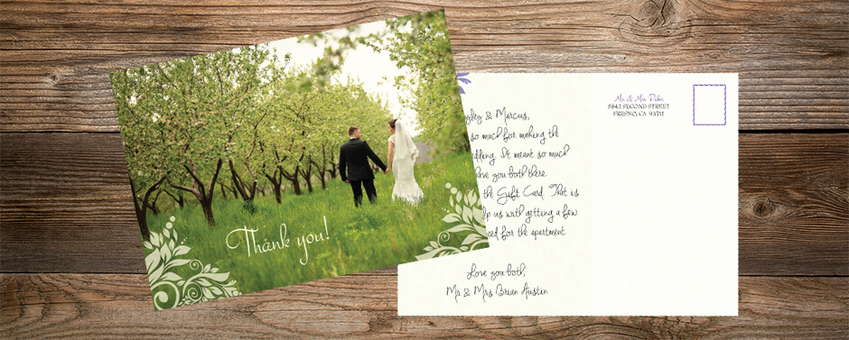 Wedding Thank You Cards Custom postcards are a great alternative to the traditional thank you card and much more.