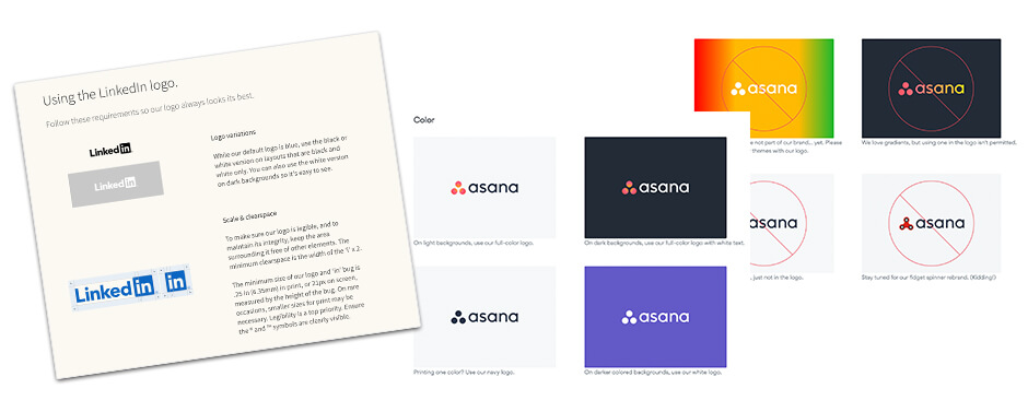 LinkedIn and Asana Brand Manual Both brands are very specific yet simplistic in their representation.